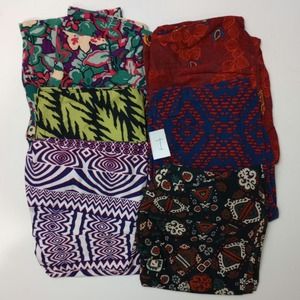 Lularoe Womens Colorful Mixed Ethnic Designs Pull-On Leggings One Size Lot Of 6